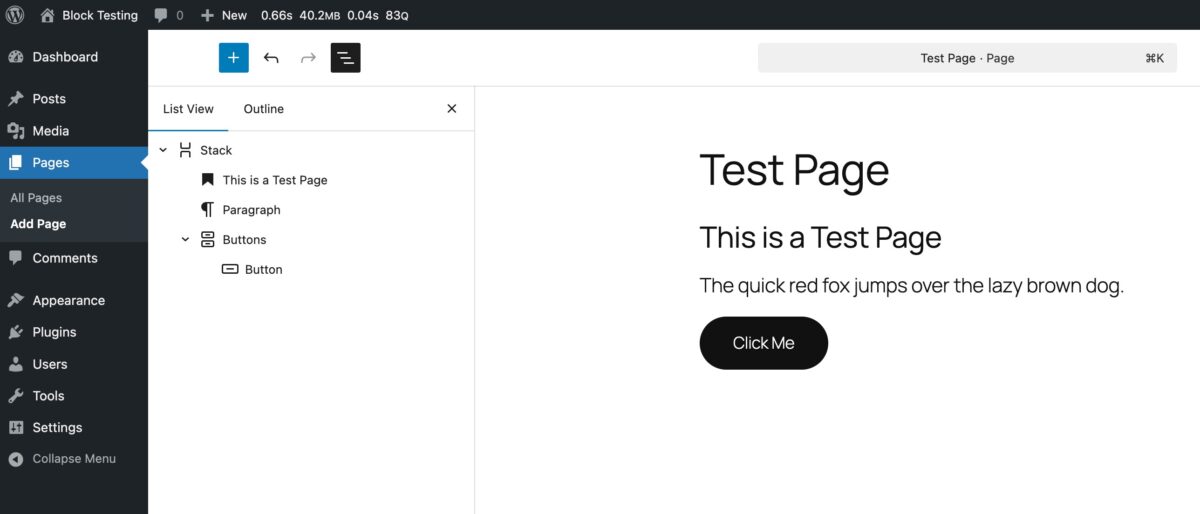 Test page using core blocks